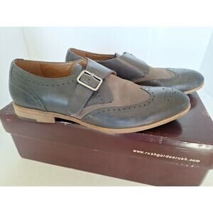 Rush by Gordon Rush Grovelea Monk Strap Shoes Grey Leather Men’s 9M